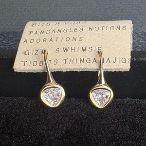 NWT Anthropologie Gold Triangle Cubic Zirconia Earrings